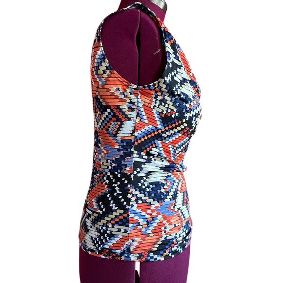 Womens Top Size Large Geometric Indie Abstract Professional Summer Office Wear - Picture 3 of 7
